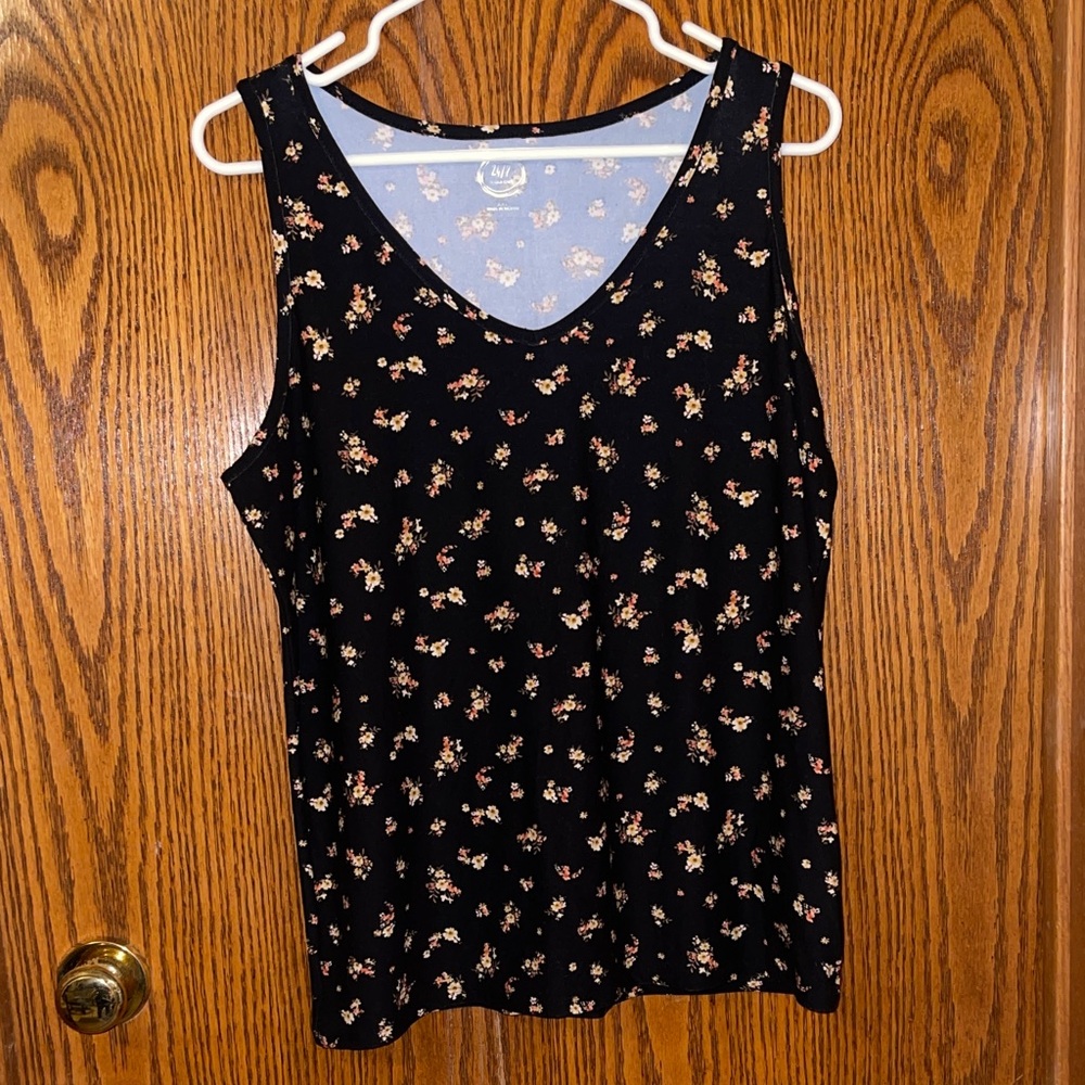 Maurices Black Floral Tank Top XXL NEW